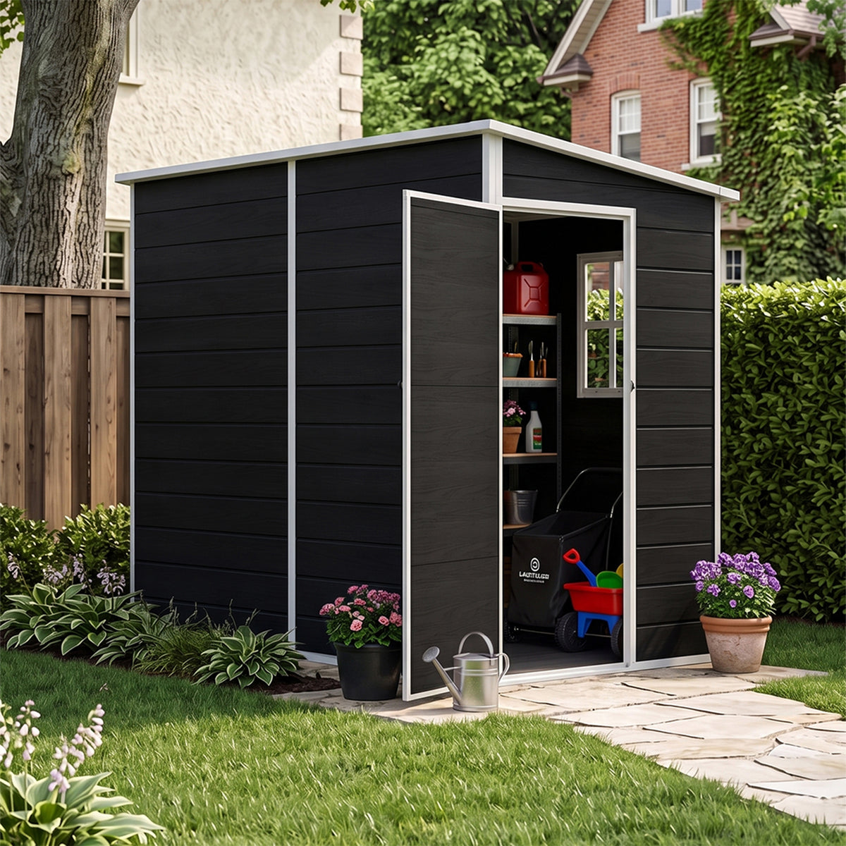 Breeins 8 X 4ft Garden Outdoor Tool Storage Shed With Pent Roof
