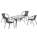 5 Pcs Garden Dining Set Coffee Table With Pe Rattan Chairs