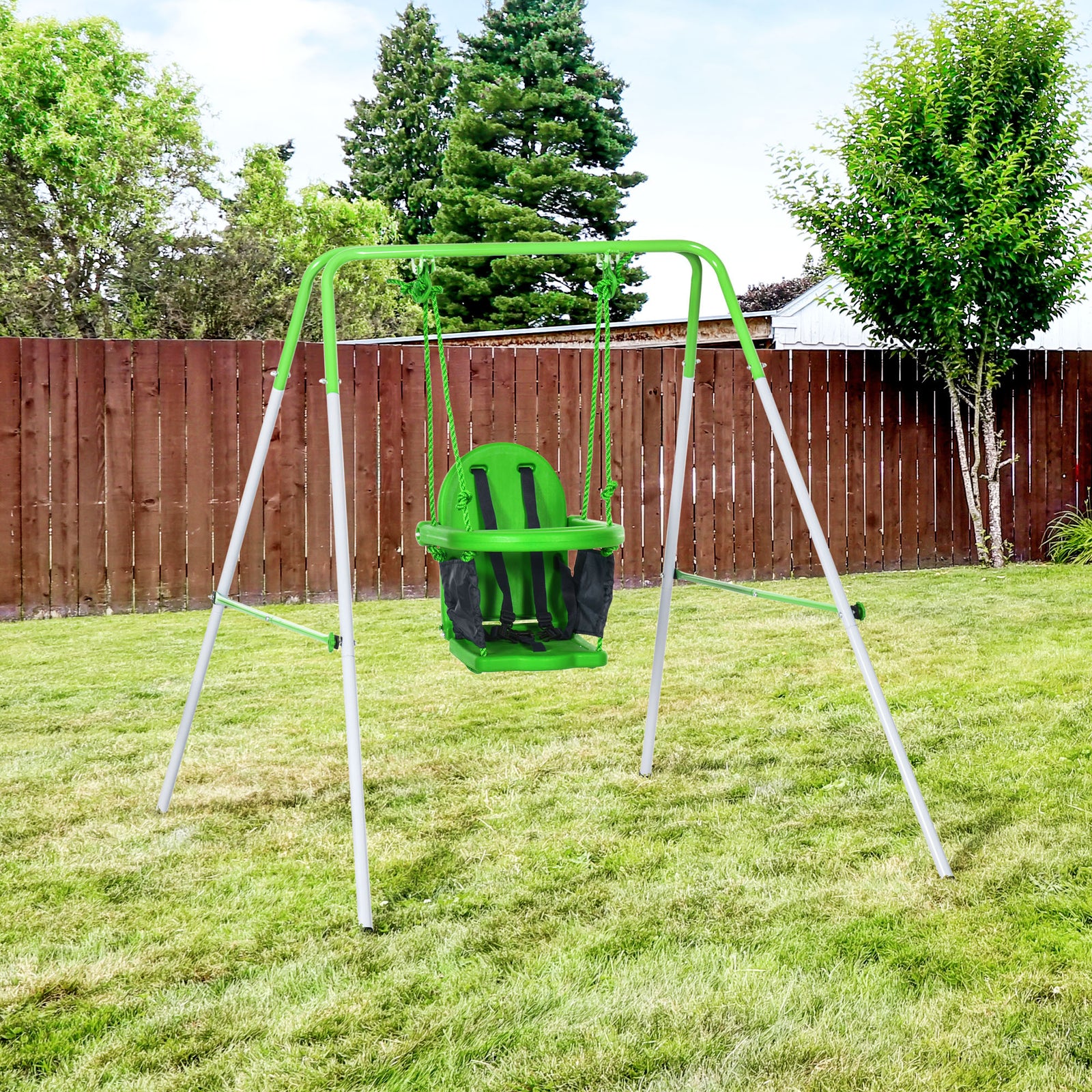 Nursery Swing With Safety Seat Belt, Support Back For Indoor Outdoor