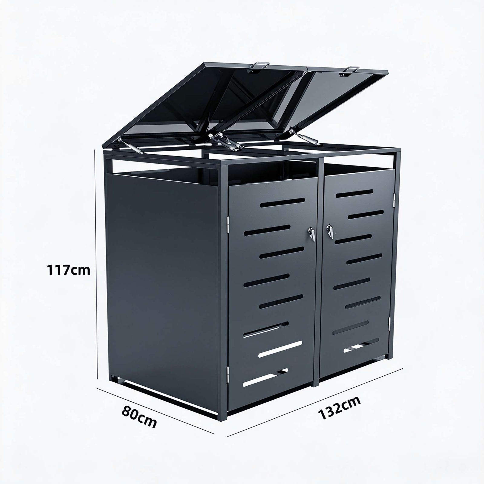 Outdoor Metal Bin Storage Galvanized Steel Lockable Wheelie Bin Storage Shed