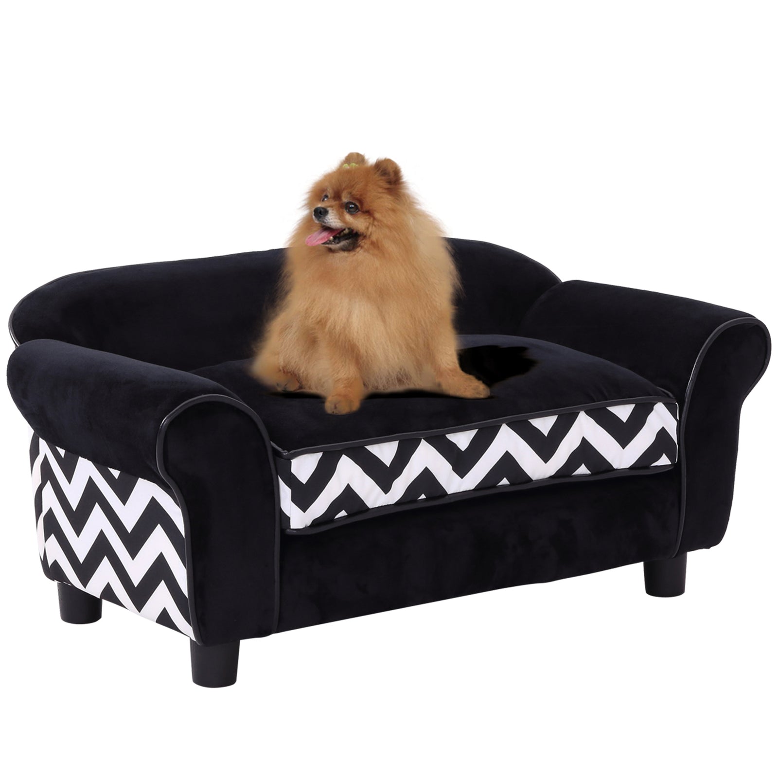 Dog Sofa Cat Couch Bed For Xs Dogs W/ Removable Sponge Cushion | Black