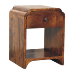 Solid Wood Newton Mini Chestnut Nightstand With A Drawer And Open Shelf