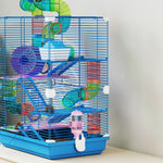 5 Tier Hamster Cage Carrier Habitat W/ Exercise Wheels, Blue