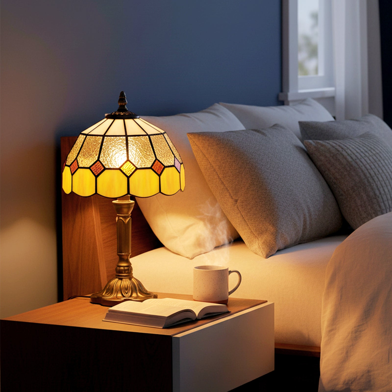 Tiffany-style Table Lamp For Bedroom, Bulb Not Included | Orange