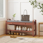 Shoe Bench With 2 Drawers Cushioned Seat 105cm | Dark Brown