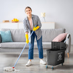 20l Mop Bucket With Wringer Handle On Wheels Floor Cleaning | One Size | Black