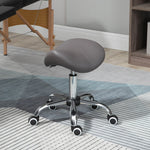 Pu Leather Saddle Stool W/ Moulded Padded Seat Adjustable | One Size | Gray