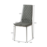 Pvc High Back Modern Dining Chairs | Set of 2 | Grey