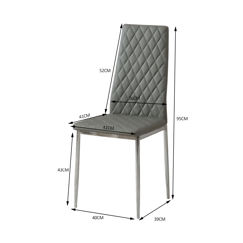 Pvc High Back Modern Dining Chairs | Set of 2 | Grey