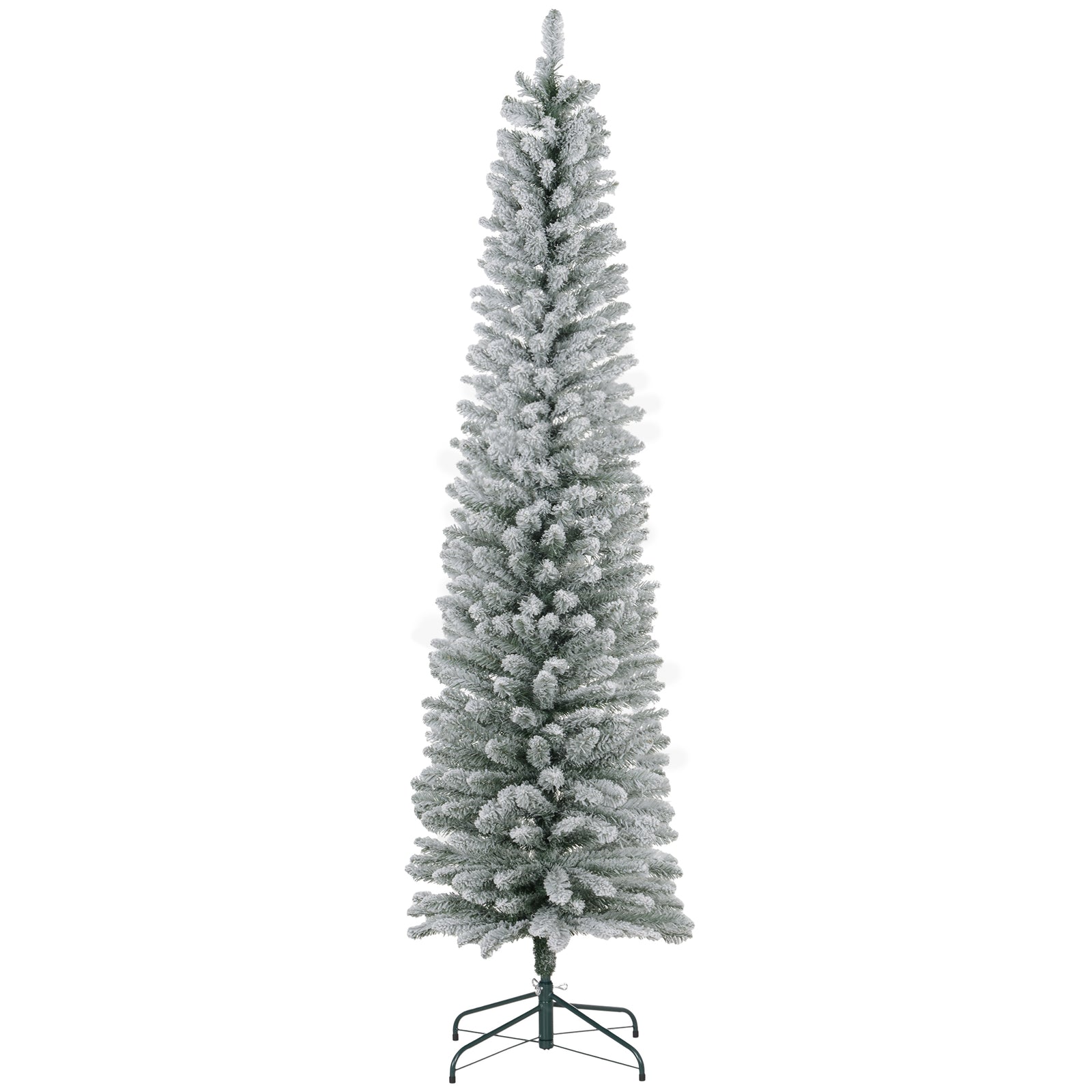 5/6/7ft Artificial Pencil Christmas Tree Realistic Green/White | 7ft | White