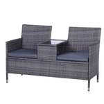Rattan Chair Garden Furniture Patio Companion Seat Table | Gray