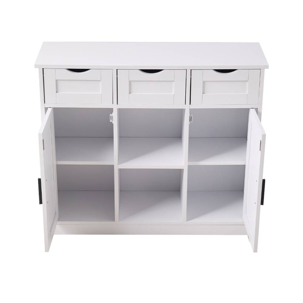 Wooden Sideboard Storage Cabinet With 3 Drawers And 2 Doors
