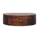 Solid Wood Honey Caramel Wall Mounted Rounded Bedside, 1 Drawer, Dark Brown
