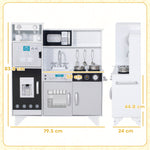AIYAPLAY Kids Play Kitchen Toy Kitchen With Stove Sounds, Ice & Coffee Maker