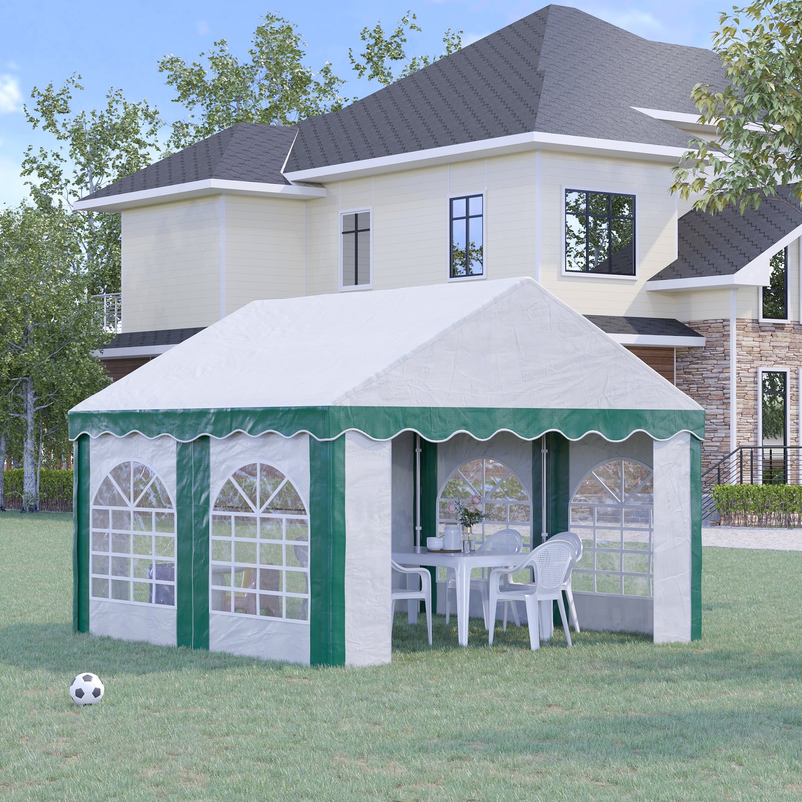 Marquee Gazebo, Party Tent With Sides And Double Doors | Small | White