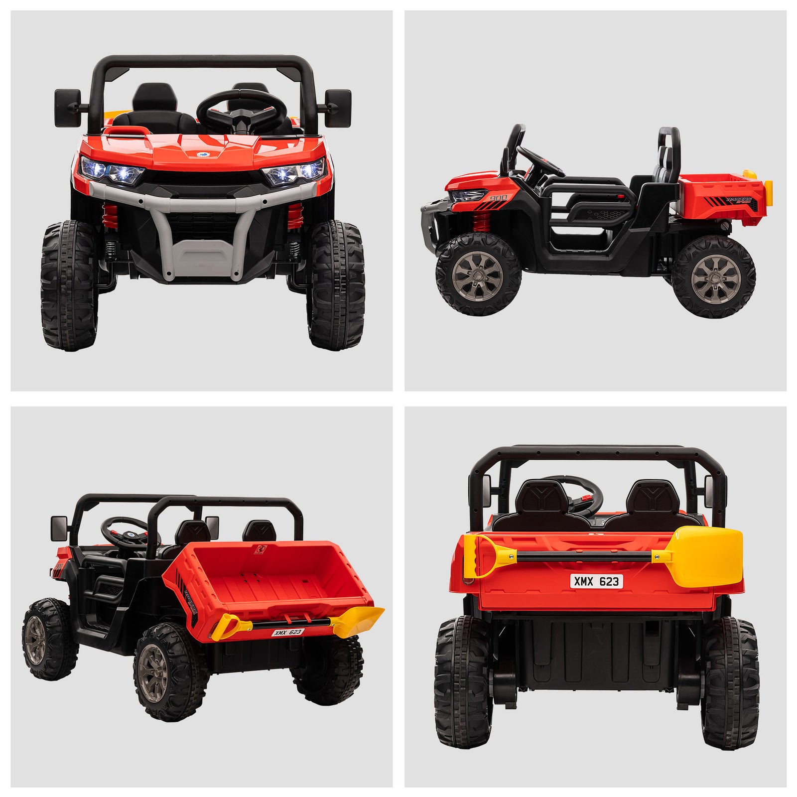 12v Two-seater Kids Electric Ride-on Car W/ Electric Bucket | Red