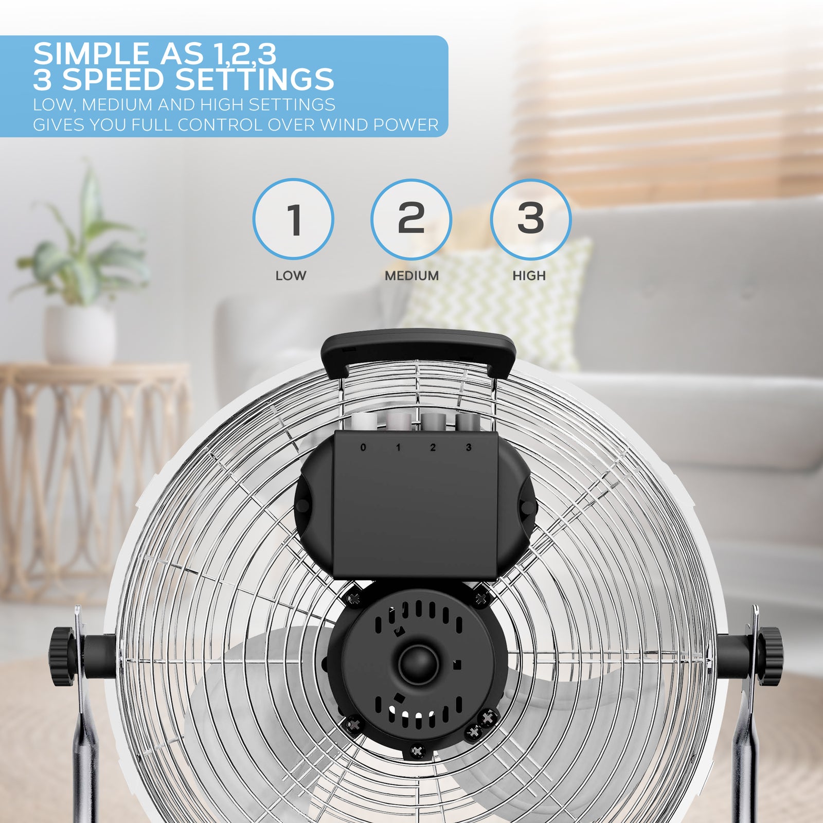 Air Pro 14/16/20" Circular Floor Fan - Powerful Air Cooling Fan With 3 Speed Settings