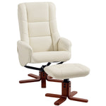 Recliner Armchair With Wood Base, Upholstered Reclining Chair | White