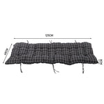 Outdoor Bench Cushion Black Checkered Thick Padded Seat Pad With Ties For Garden Or Patio Furniture