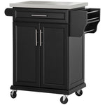 Kitchen Cart Storage Trolley W/ Drawer Cupboard Towel Rail | Black