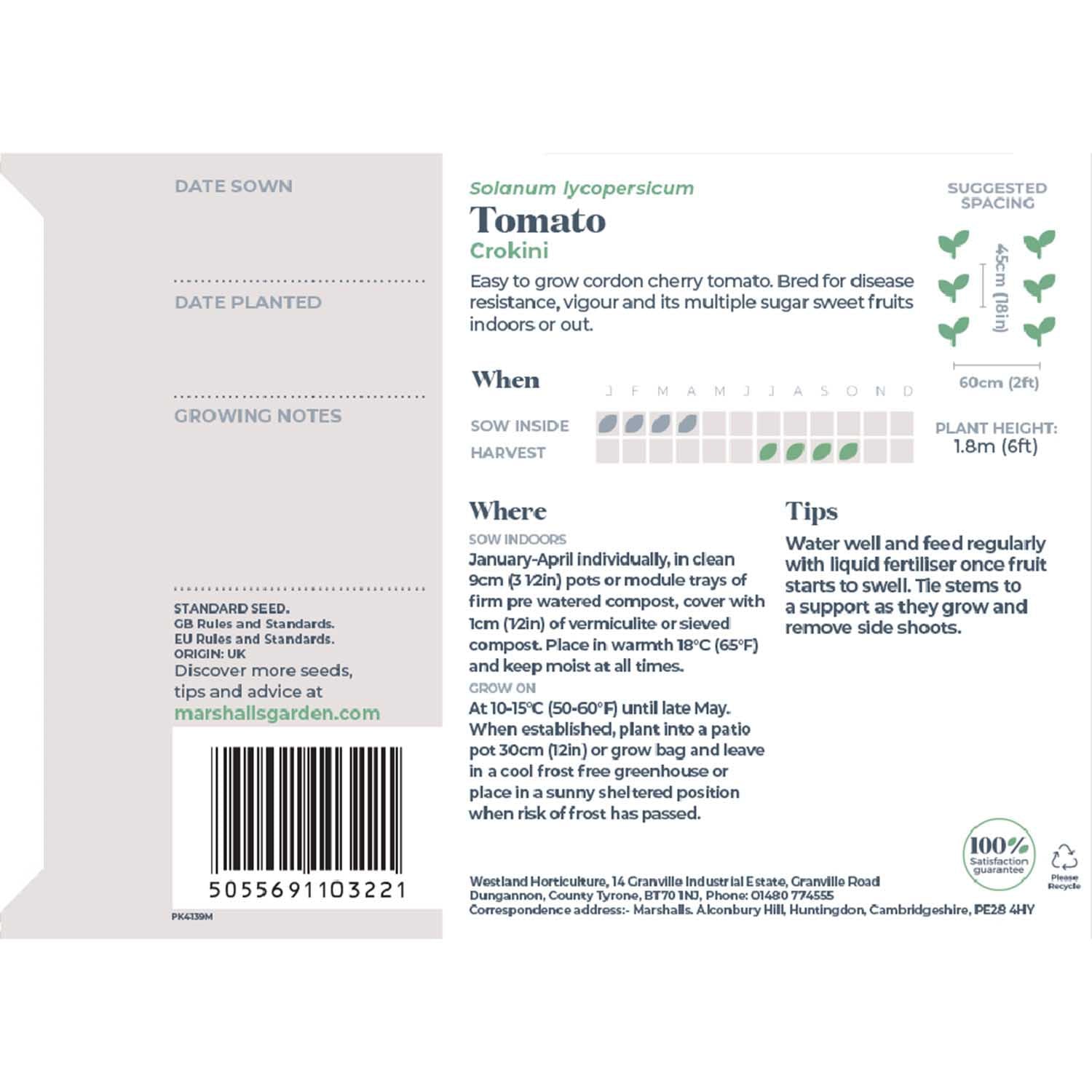 Tomato Crokini - Cherry Cordon Seeds | 8 Seeds
