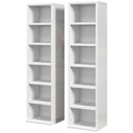 Set Of 2 Cd Storage Units Adjustable Shelves High Gloss | One Size | White
