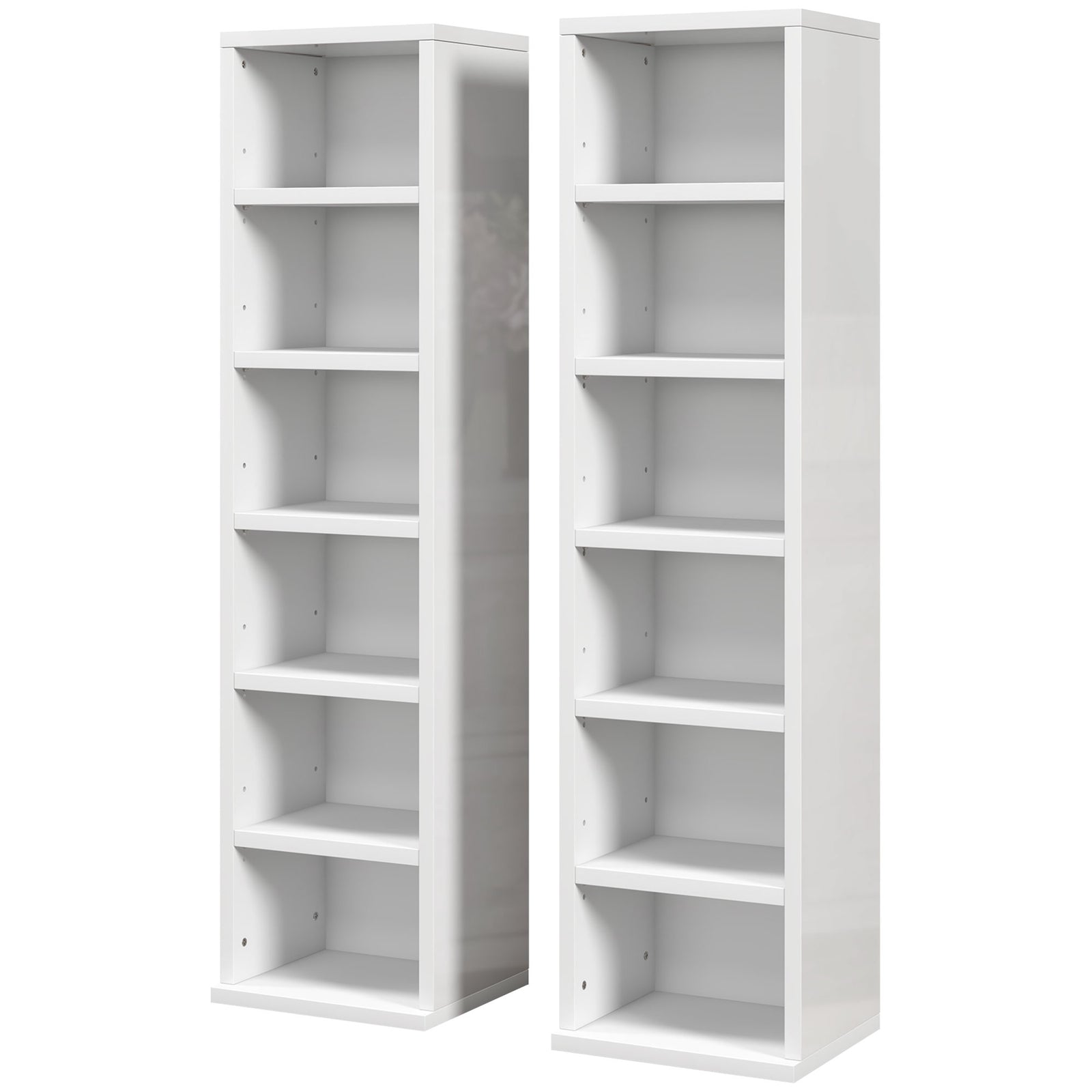 Set Of 2 Cd Storage Units Adjustable Shelves High Gloss | One Size | White