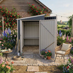 8x4 Ft Outdoor Metal Storage Shed with Pent Roof with Dual-Direction Access Doors & Adjustable Shelves, Weather-Resistant Garden Tool Storage House