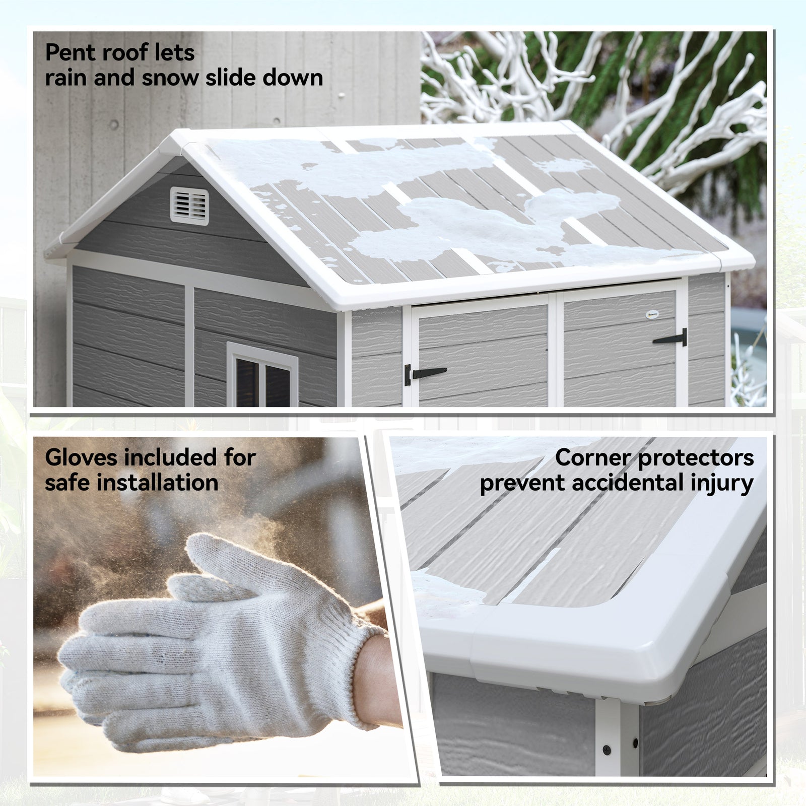 6 X 6ft Plastic Garden Shed With Floor, Window, Vents, Grey