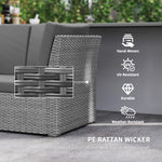 7 Piece Rattan Furniture Set W/ Cushioned Seat, Footstool