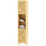 HOMCOM Tall Bathroom Cabinet With Open Compartments And Adjustable Shelves
