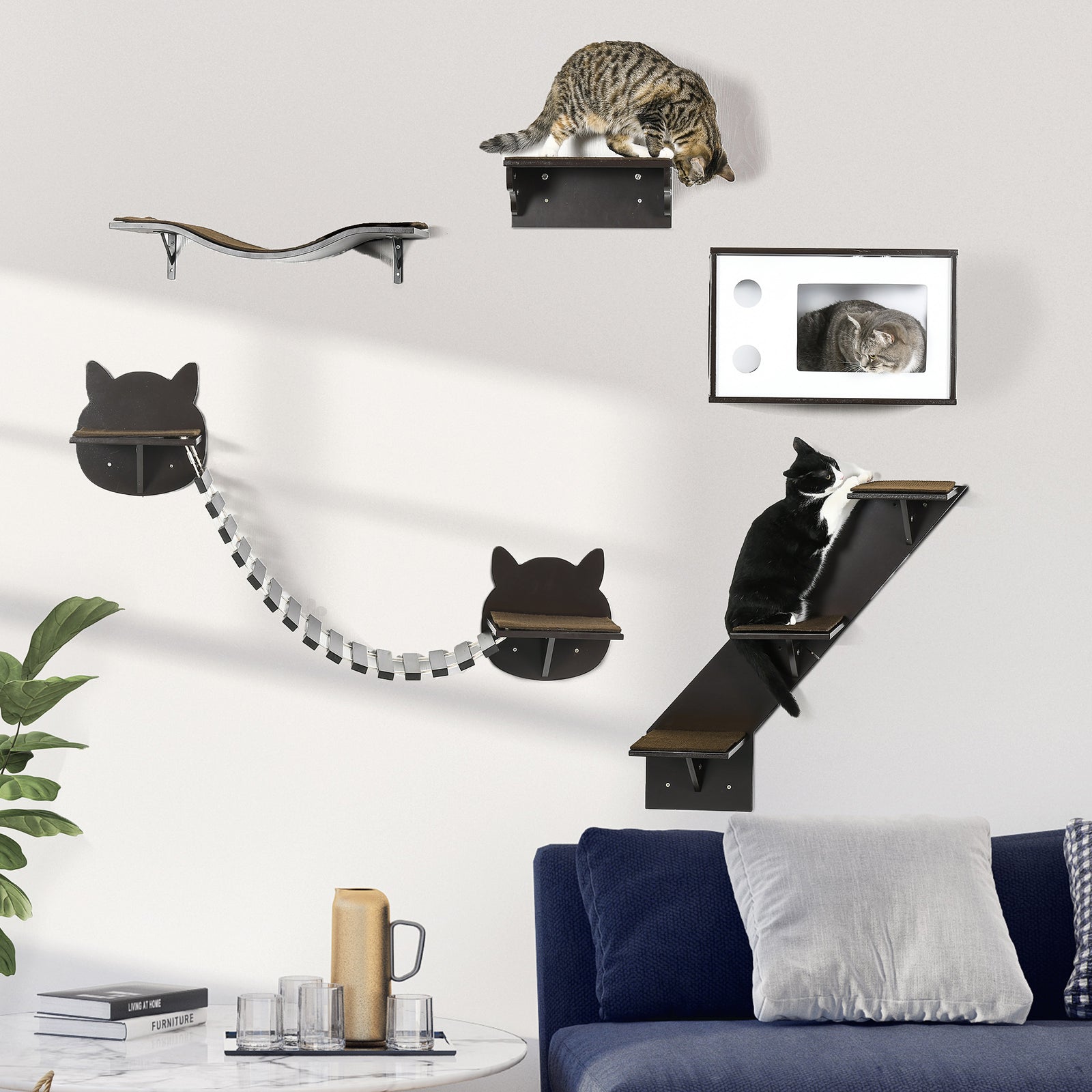 5 Piece Cat Wall Shelves, Wall-mounted Cat Tree For Indoor Use