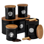 Kitchen Storage Set 5 Piece With Bamboo Lids   Black