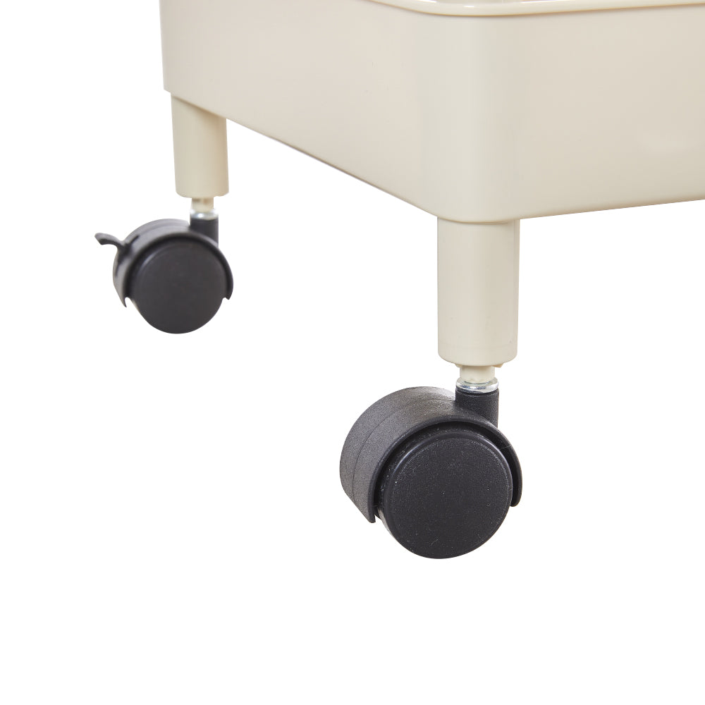 3/4-tier Rolling Storage Cart With Drawer Cream White Utility Trolley With Wheels | Small | Cream