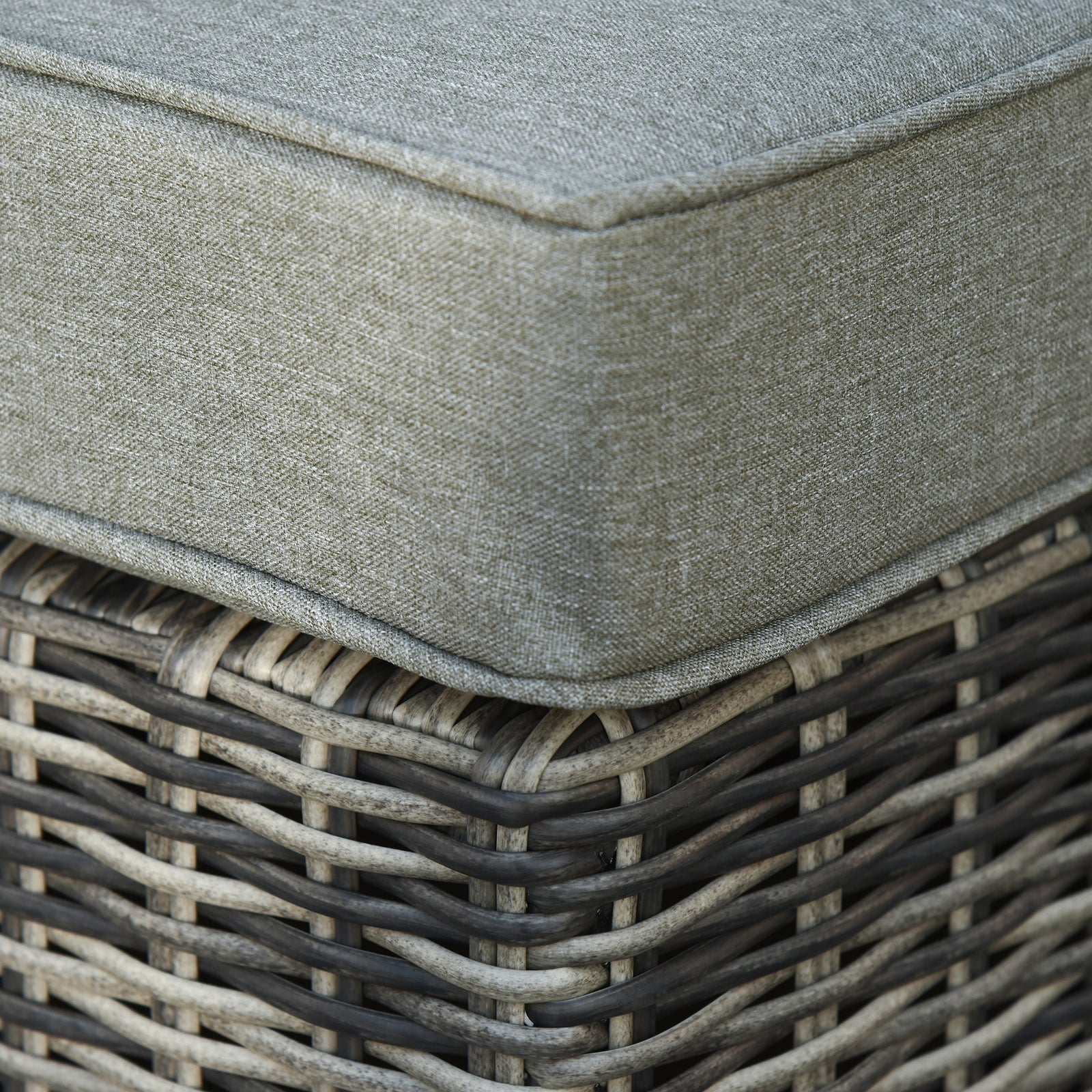 5 Pcs Pe Rattan Sofa Footstool Set Tall Glass-top Table | Gray