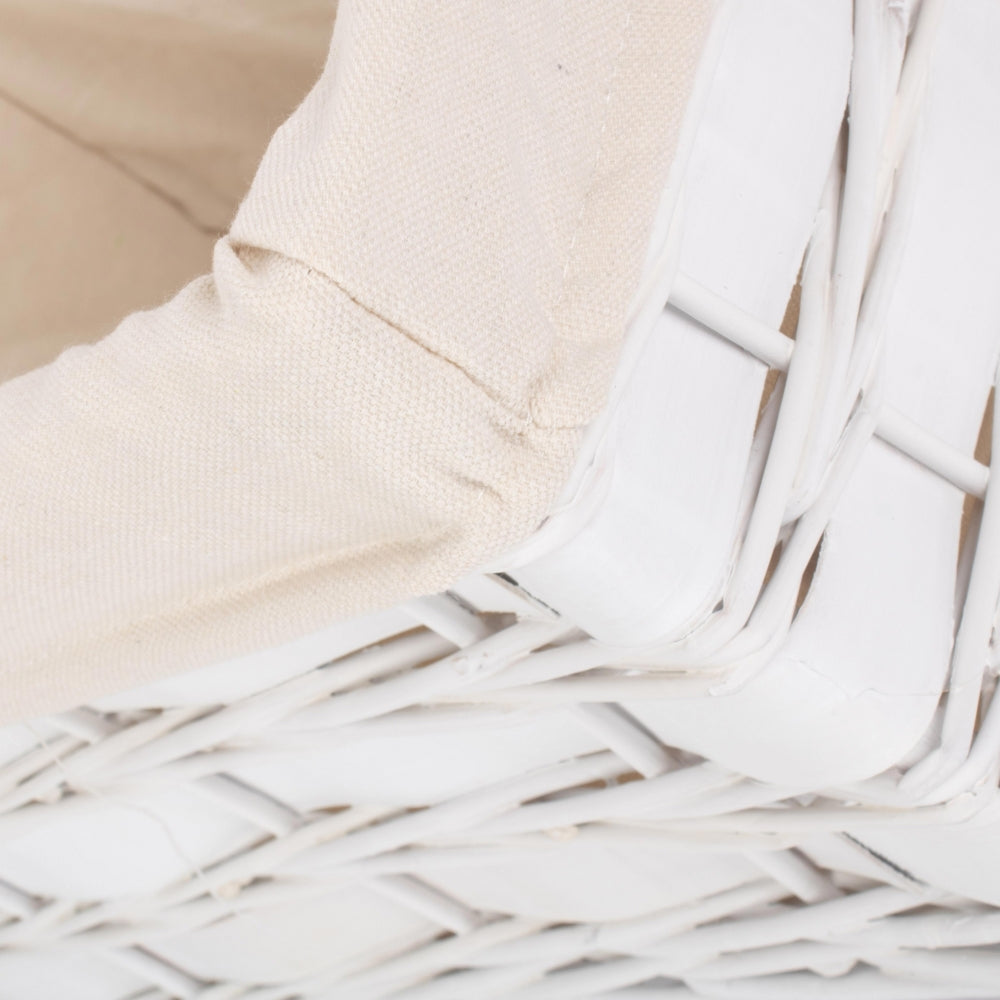 Wicker White Scandi Storage Basket With White Lining | Set of 4 | White