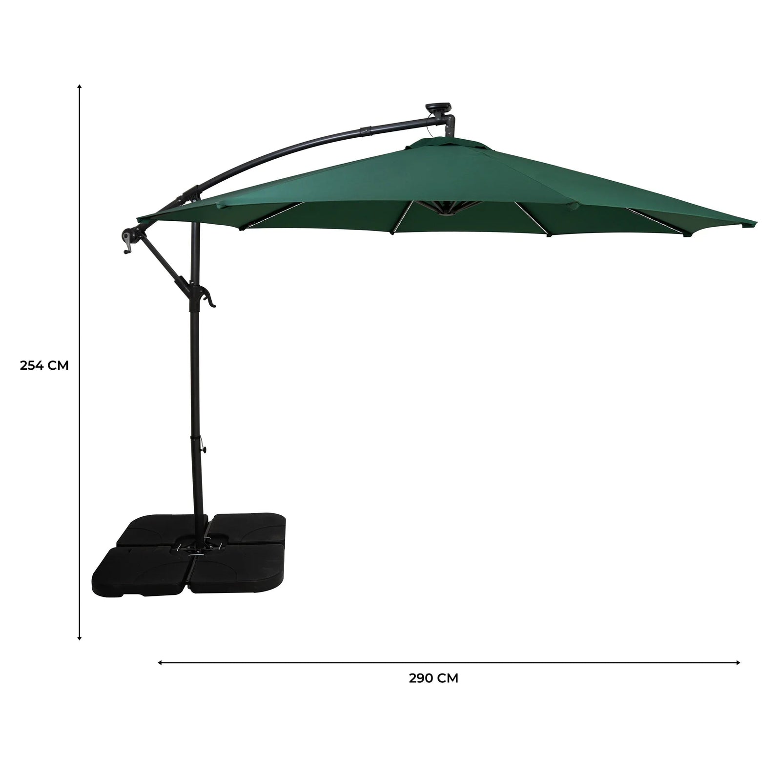 Led Cantilever Parasol 3m With Square Base | Green