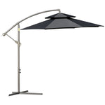 2.7m Cantilever Banana Parasol W/ Double Tier Canopy | Black