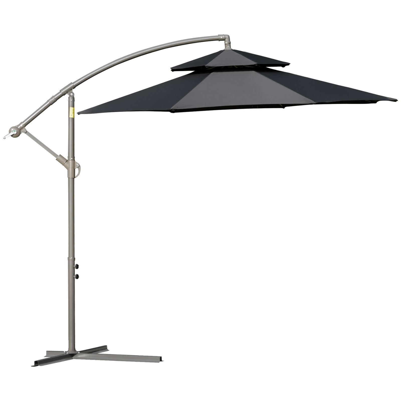2.7m Cantilever Banana Parasol W/ Double Tier Canopy | Black
