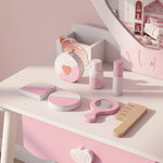 AIYAPLAY Kids Vanity Set With Chair, Acrylic Mirror, Lighted Bulbs, Pink