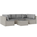 Outsunny 7 Piece Rattan Set, 6 Seater Corner Sofa