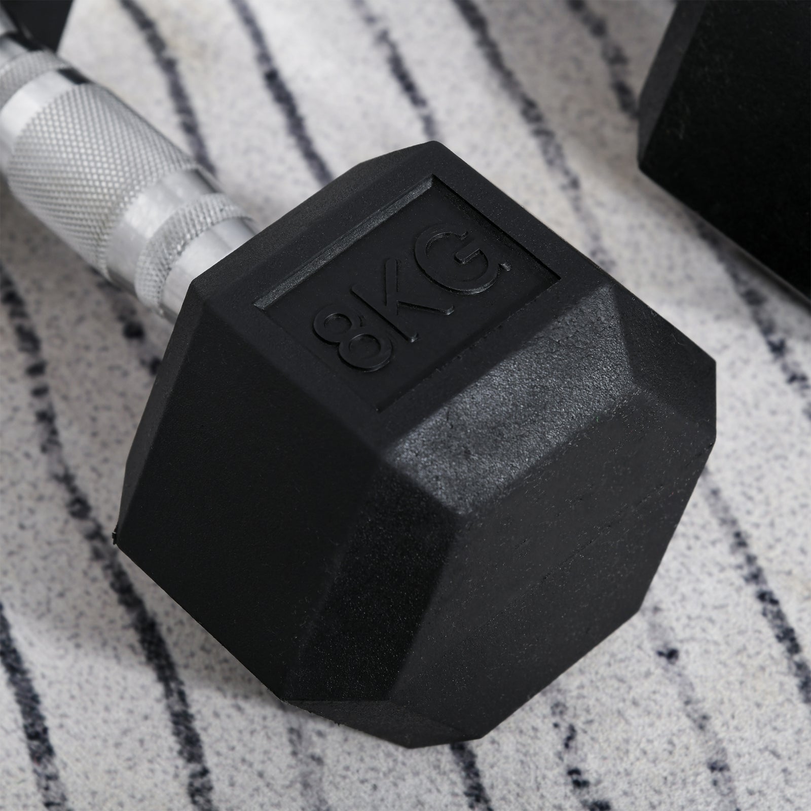 2x8kg Rubber Hex Dumbbells For Home Gym | Black