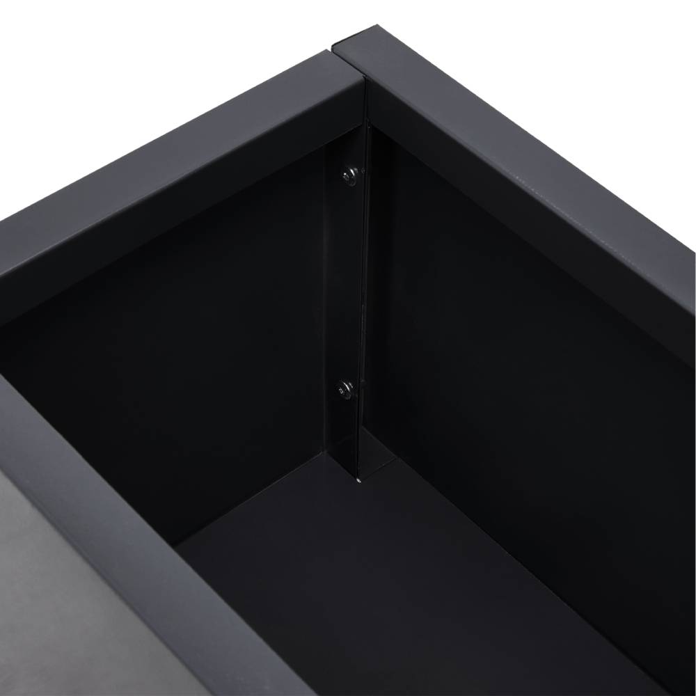 Rectangular Galvanised Steel Planter Box, Black Powder-coated Outdoor/indoor Flower & Herb Planter