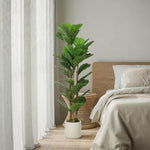 HOMCOM 120cm Artificial Fiddle Leaf Fig Tree With Solid Wood Trunks