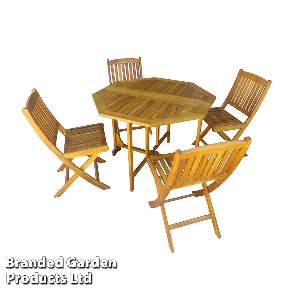 Garden_Gear 4 Person Acacia Garden Dining Set, Folding Design