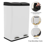 60l Dual Pedal Bin | White