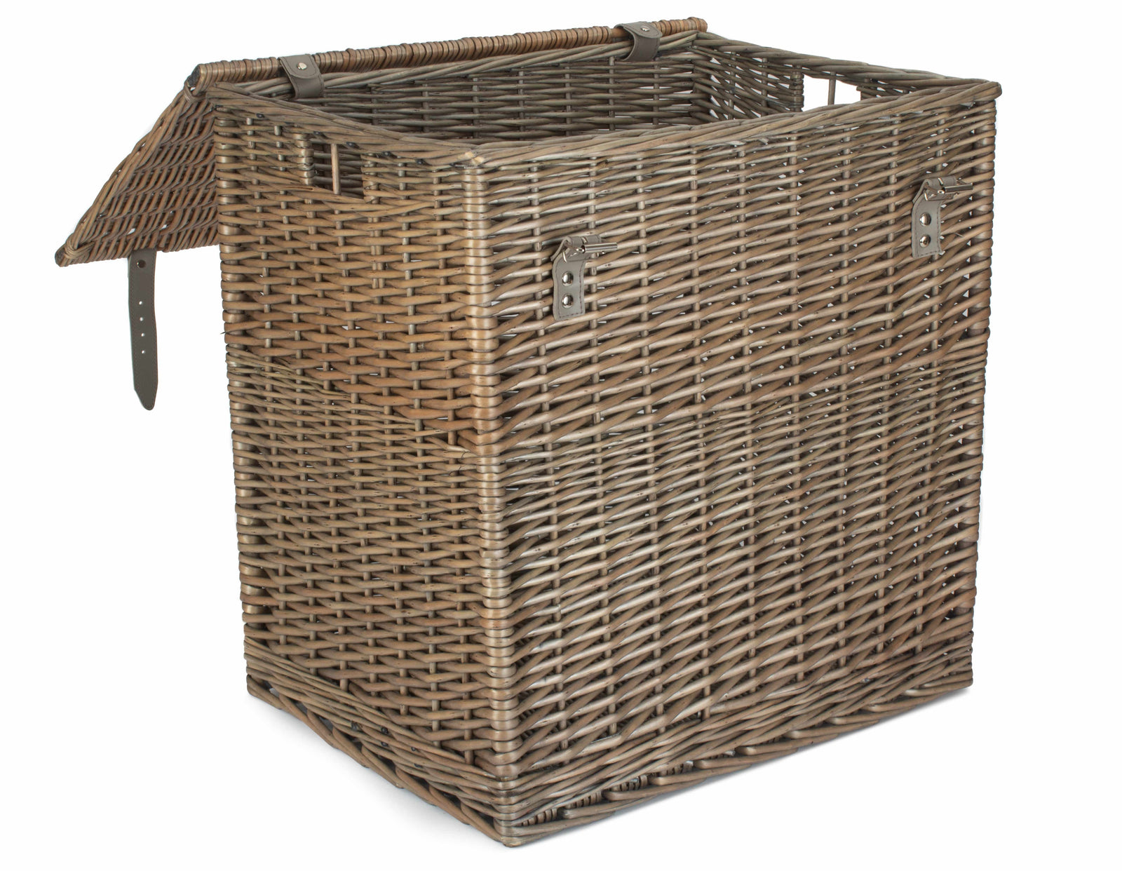 Wicker Antique Wash Vintner Storage Picnic Basket | Large | Gray