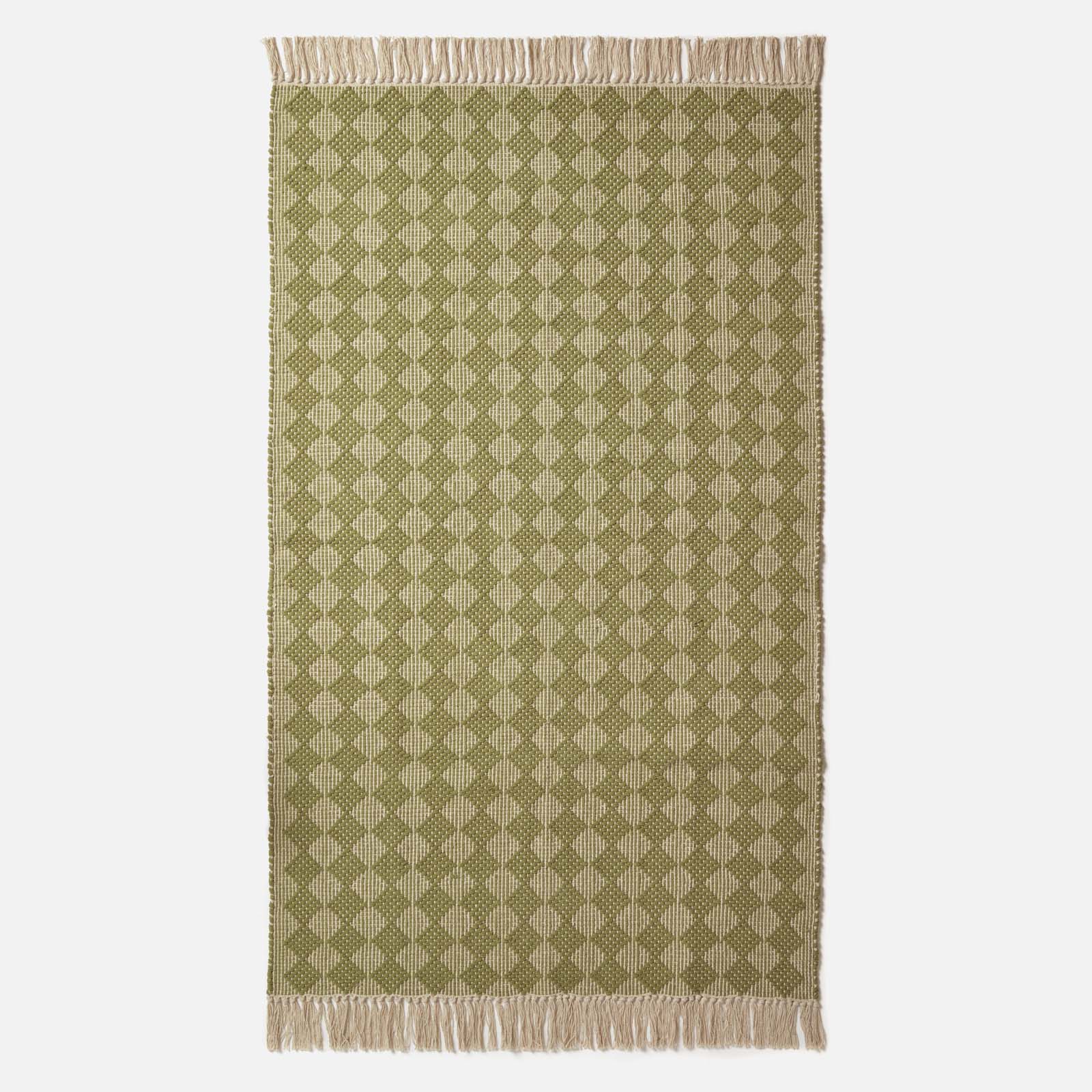Lima Handwoven Green Cotton Textured Rug | 120cm x 180cm | Ochre