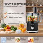 Spector Food Processor 1500w 2-speed Pulse 2.5l Chopper 1.5l Glass Jug