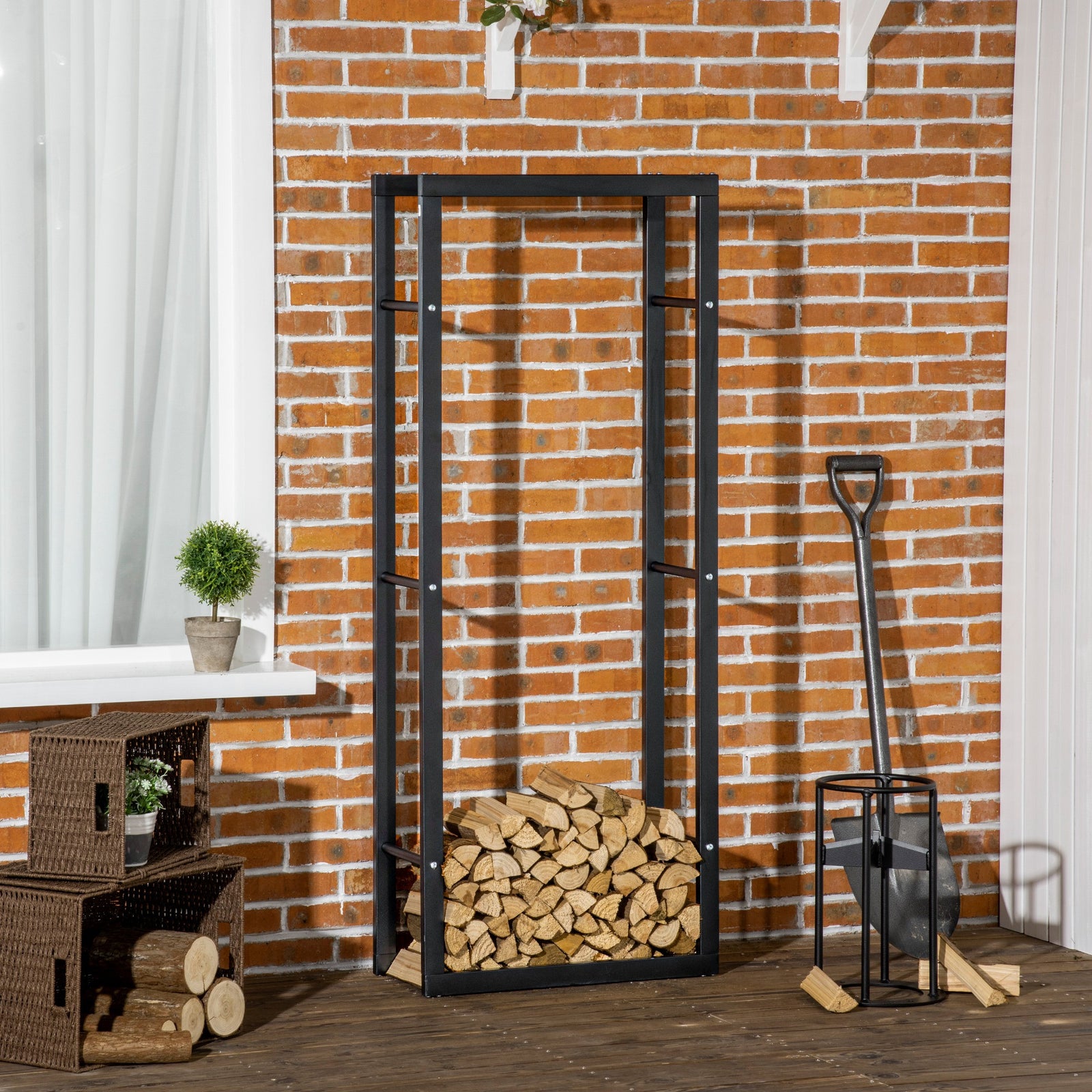 Metal Firewood Rack Elevated Design 150H x 60Wcm